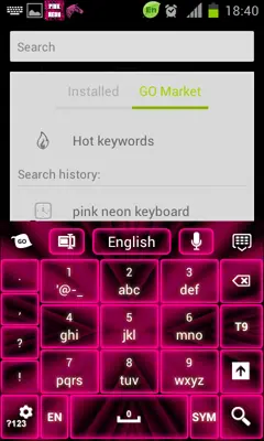 Pink Neon Keyboard GO android App screenshot 1