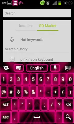 Pink Neon Keyboard GO android App screenshot 2